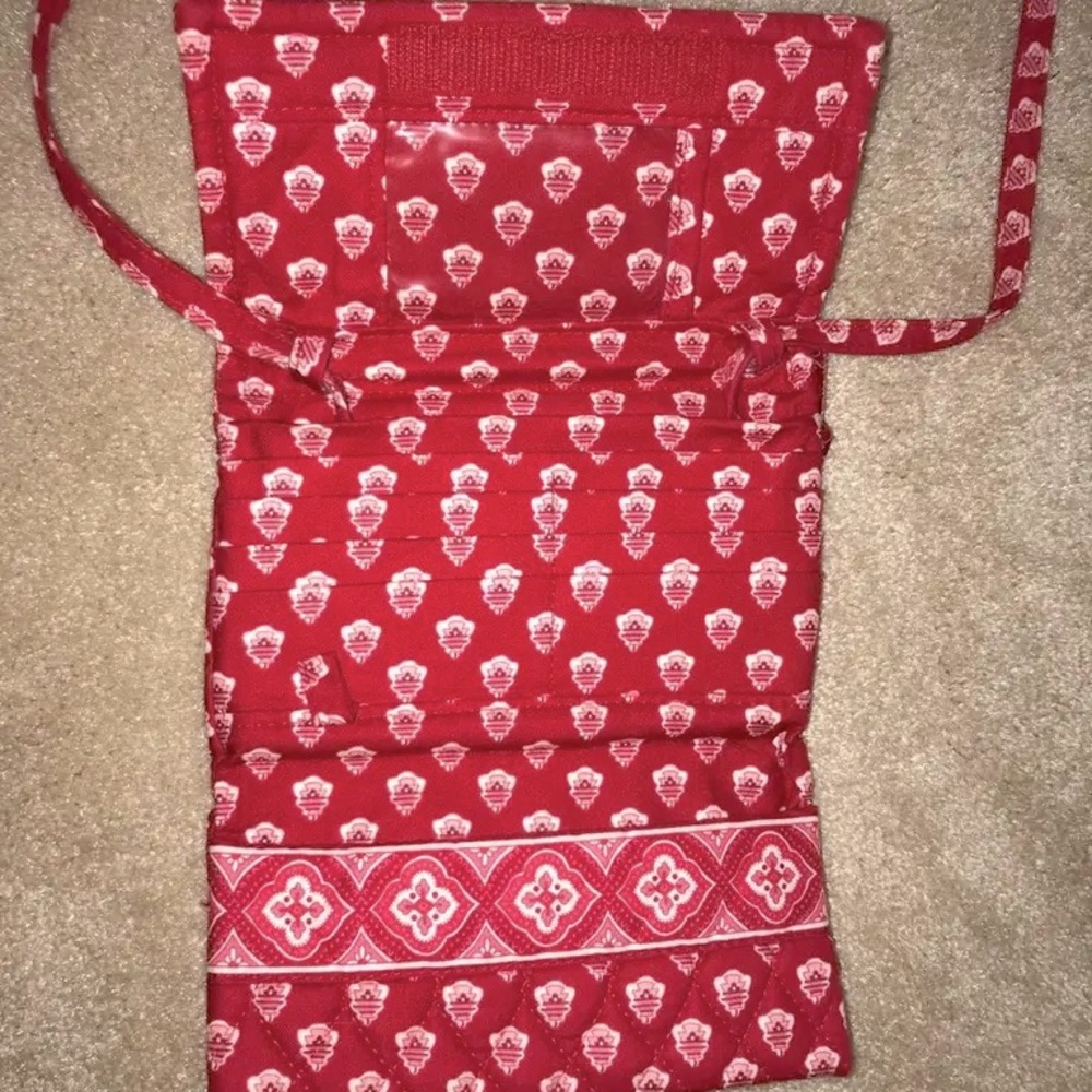 Vera Bradley Nantucket Red (Retired) Trifold crossbody purse.